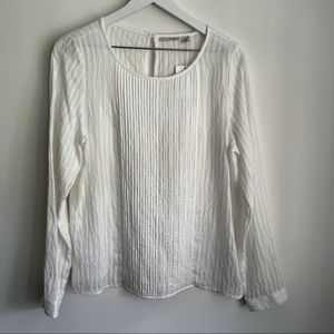 Halogen white long sleeve blouse size M